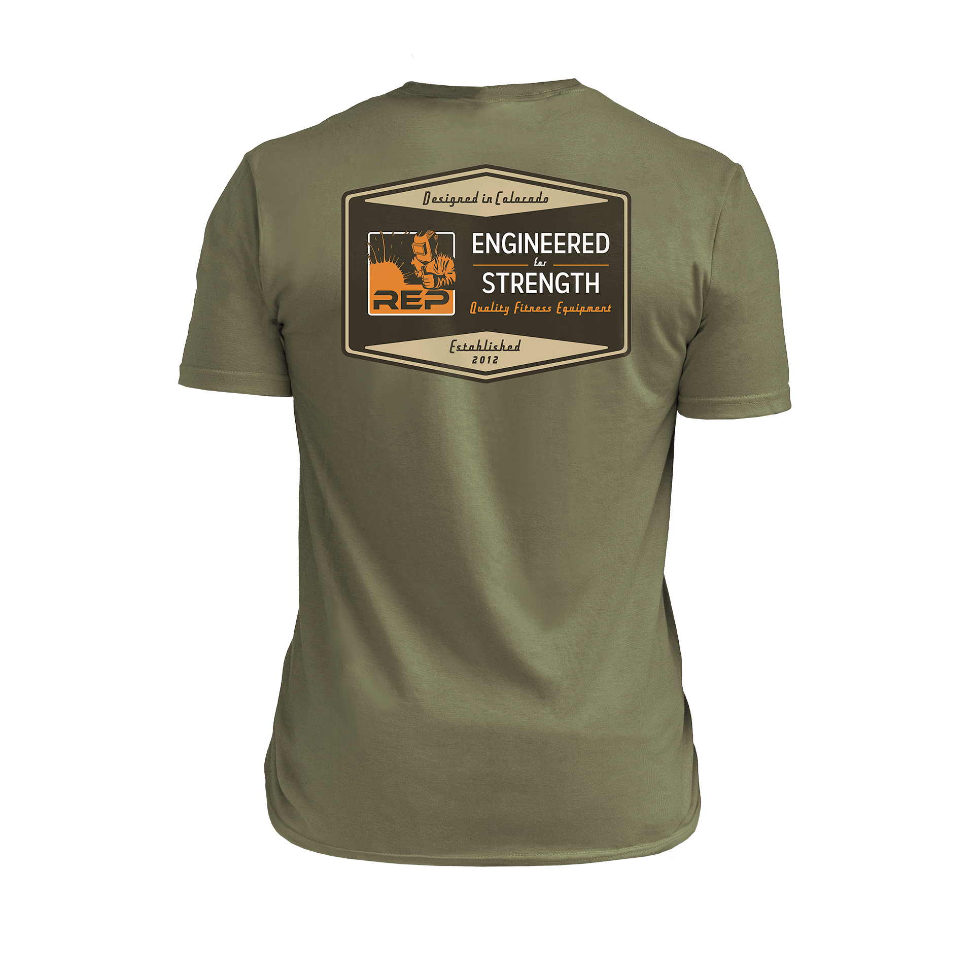 Clearance: Men's Engineered Tri-Blend Crew T-Shirt - Heather Olive/Tan / X-Small